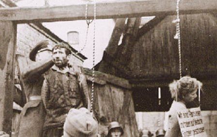 Jewish Soviet partisan hanged with two other partisans, Krill Trus and Volodya Sherbateyvich in Minsk
